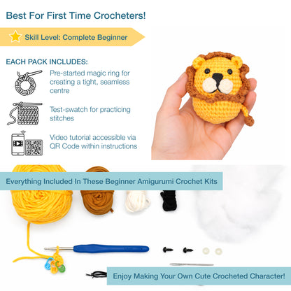 Trimits beginners amigurumi crochet lion kit with finished lion