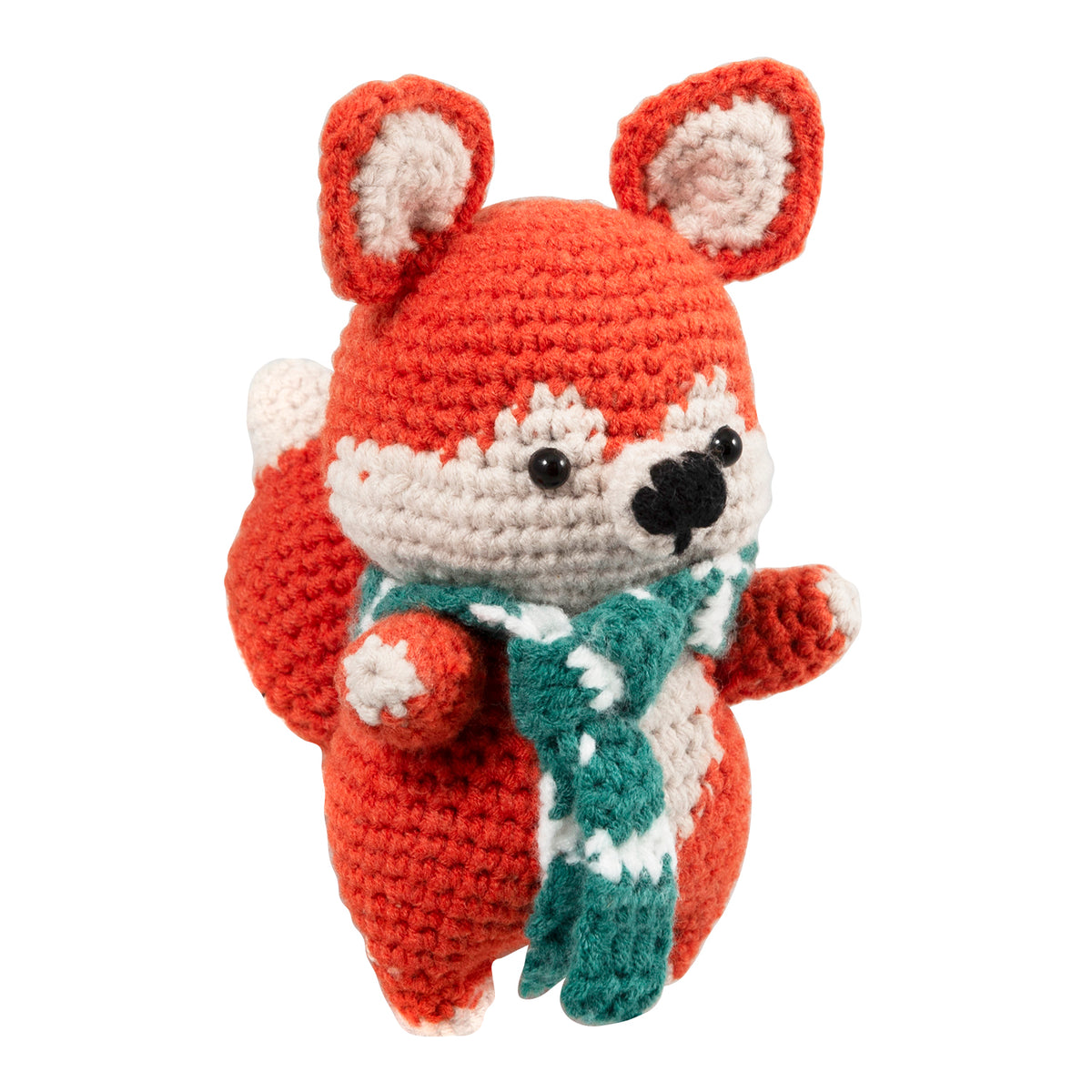 Crocheted amigurumi fox with Trimits crochet kit