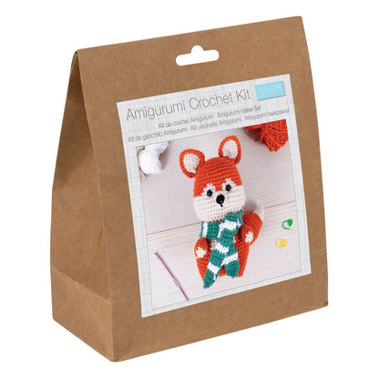 Crocheted amigurumi fox with Trimits crochet kit