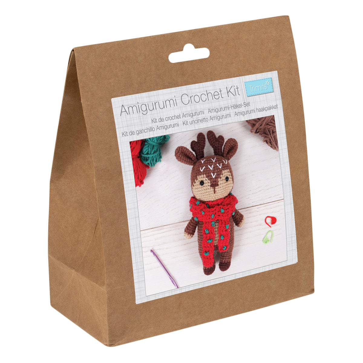 Crocheted amigurumi reindeer with Trimits Christmas crochet kit