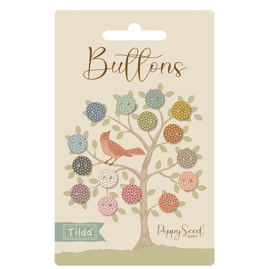 Assorted Tilda Poppy Seed fabric covered buttons