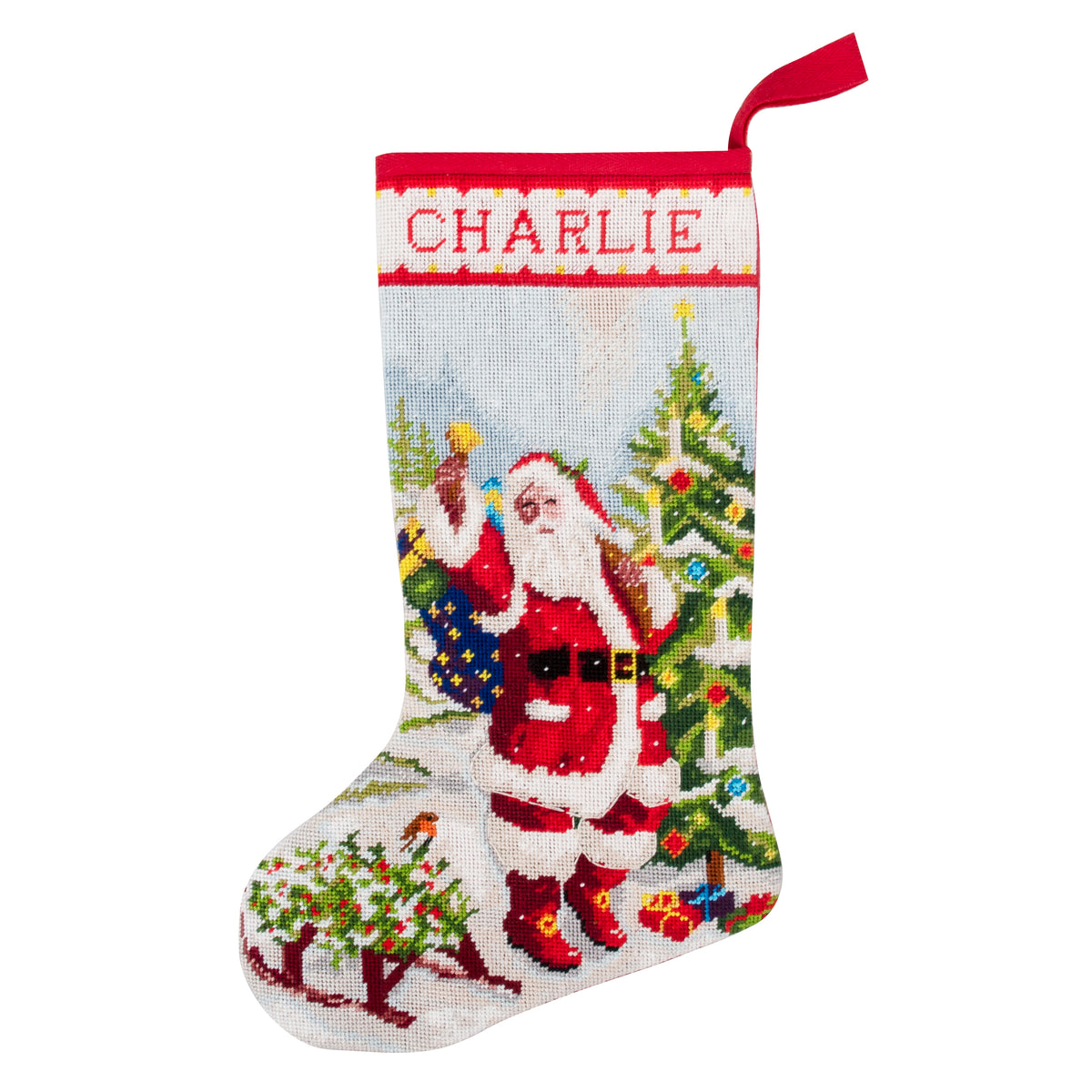 Father Christmas half cross stitch Christmas stocking