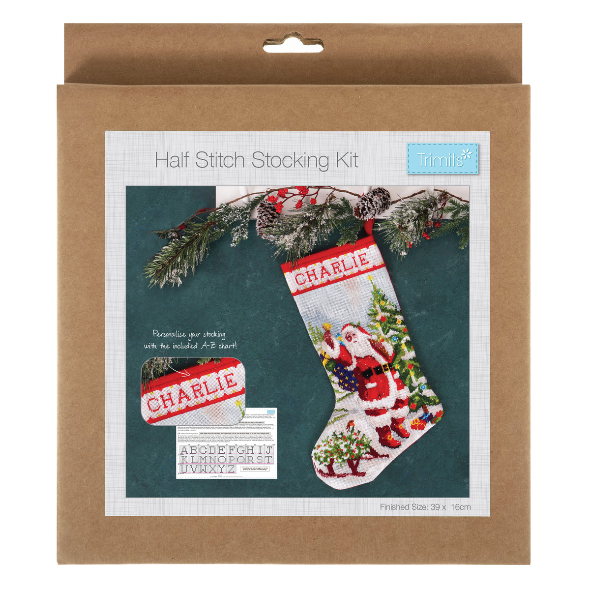 Father Christmas half cross stitch Christmas stocking