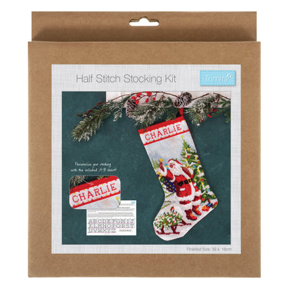 Father Christmas half cross stitch Christmas stocking