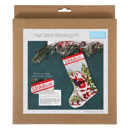 Father Christmas half cross stitch Christmas stocking