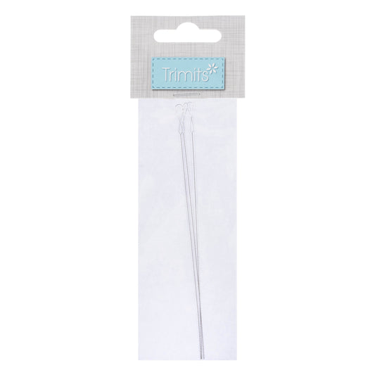 Pack of 3 long collapsible eye beading needles
