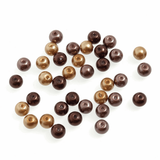 Trimits Bronze Mix Strung Glass Pearls - 20cm x 6mm