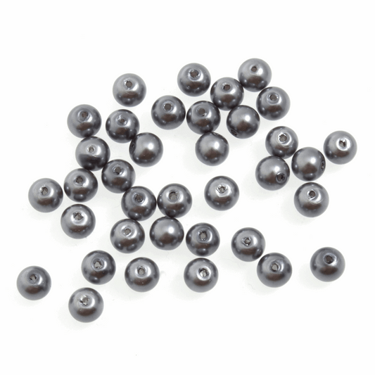 Trimits Grey Strung Glass Pearls - 20cm x 6mm