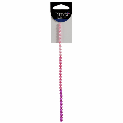 Trimits Pink Mix Strung Glass Pearls - 20cm x 6mm