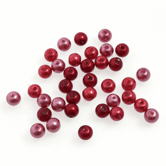 Trimits Red Mix Strung Glass Pearls - 20cm x 6mm
