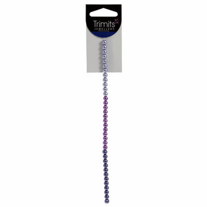 Trimits Purple Mix Strung Glass Pearls - 20cm x 6mm