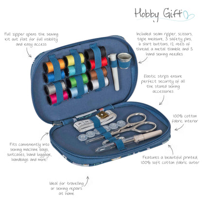 Sewing machines print zip sewing kit case with sewing tools