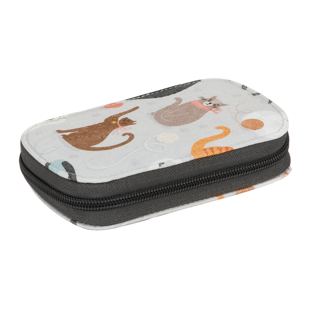 Cat print fabric zip case sewing kit
