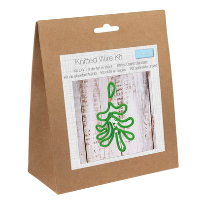 Knitted wire mistletoe Christmas decoration with white pom poms