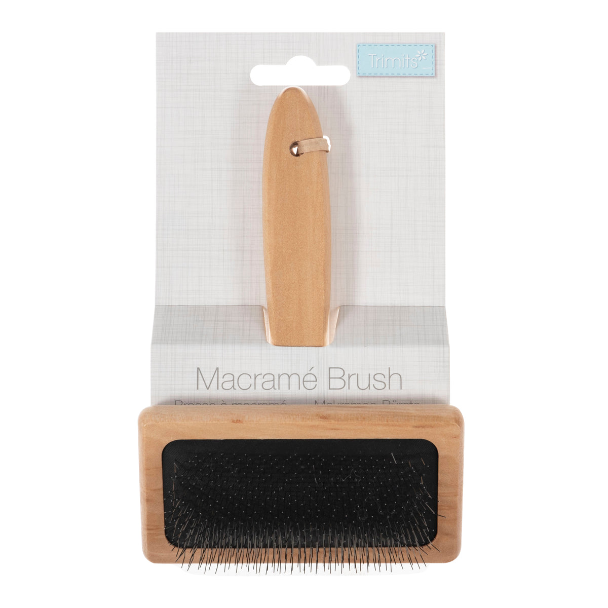 Macrame brush with steel teeth and ergonomic handle