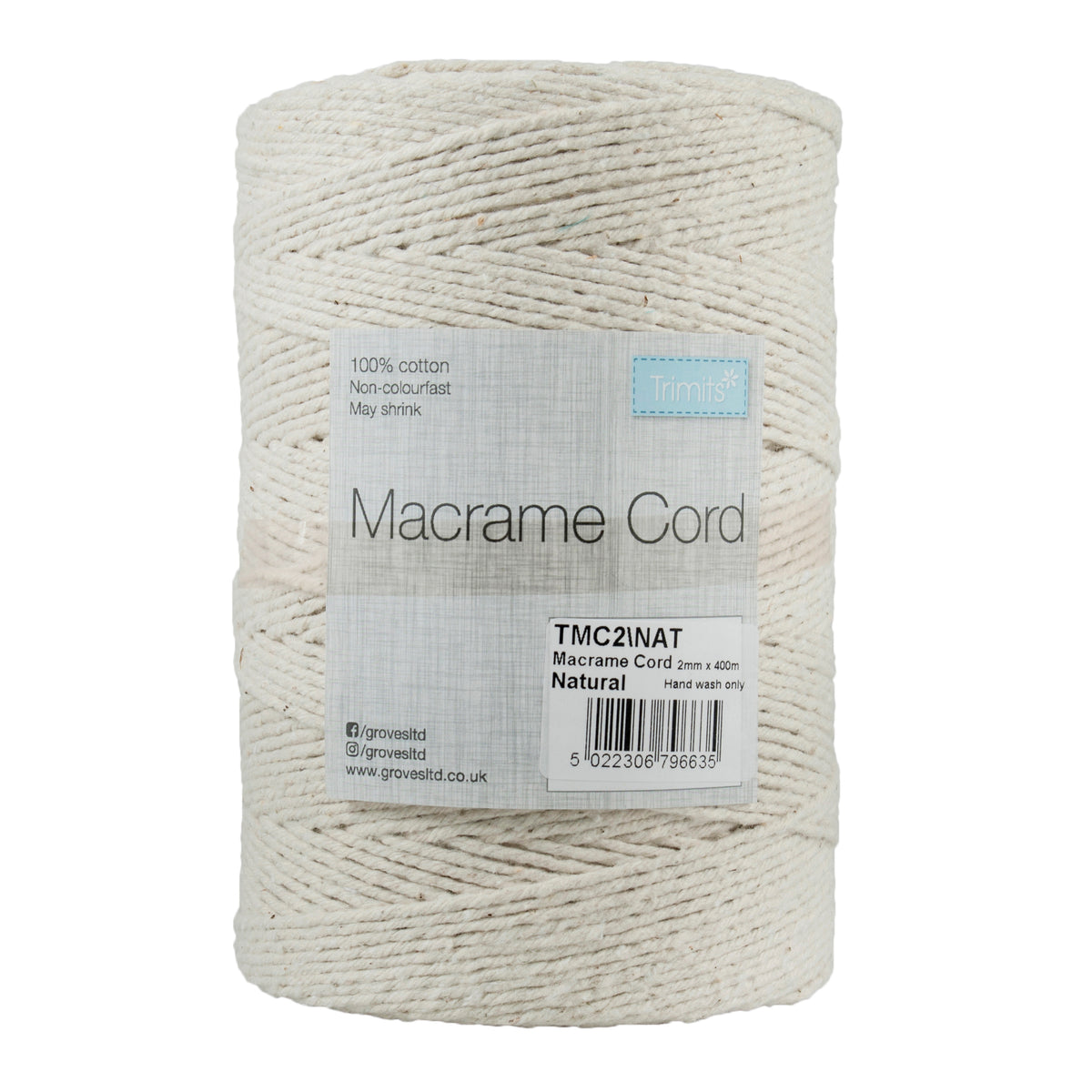 Spool of natural cotton macrame cord
