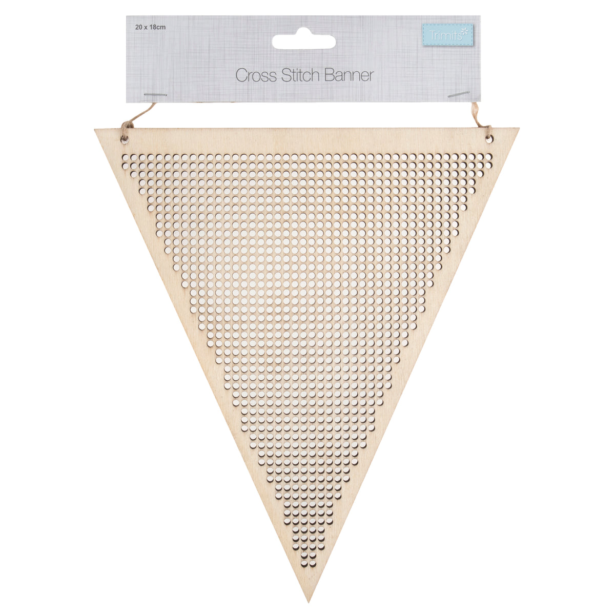 Wooden flag-shaped banner for cross stitching