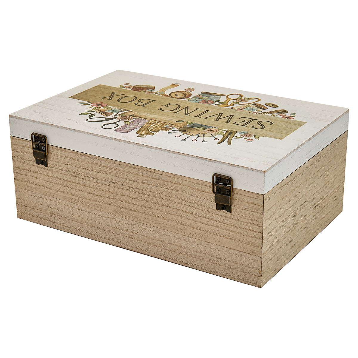 Large wooden sewing box