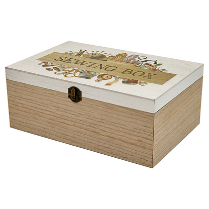 Large wooden sewing box