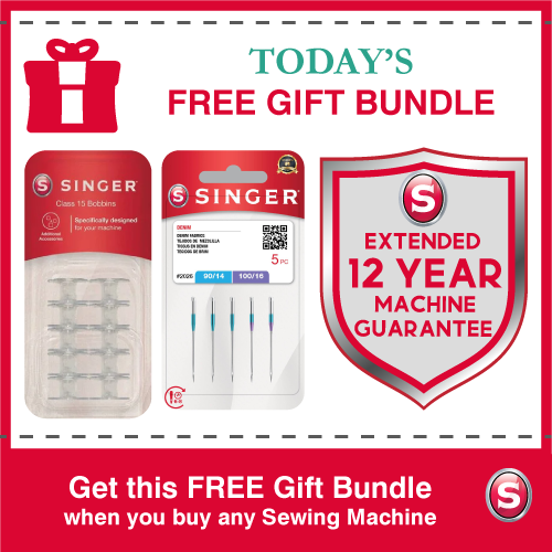 FREE Gift Bundle with machines inc. Extra bobbins, needles + 12 year extended machine Guarantee worth over £150