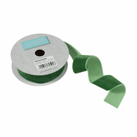 Trimits Green Velvet Ribbon - 5m x 25mm