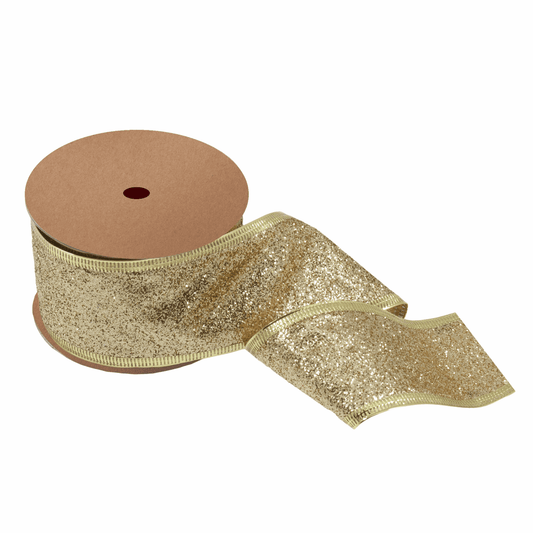 Gold Glitter Ribbon - 10m x 63mm