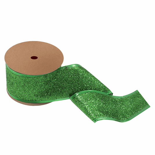 Green Glitter Ribbon - 10m x 63mm