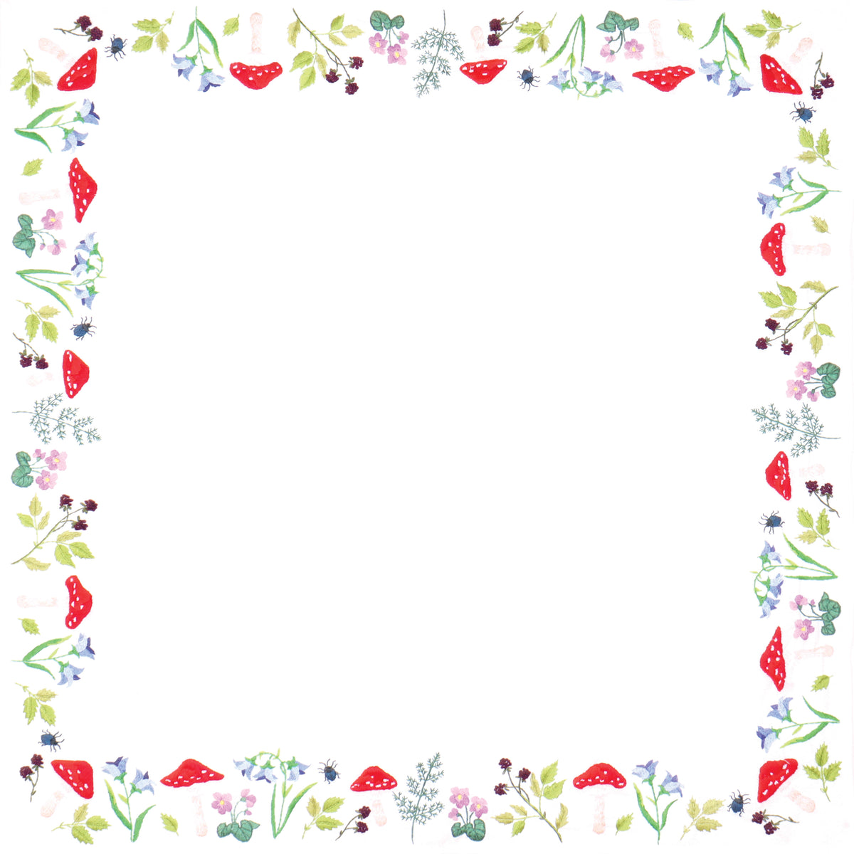 Embroidered cotton tablecloth with toadstool design
