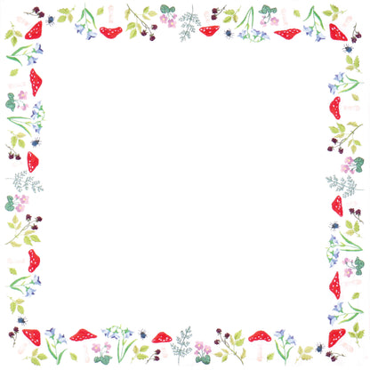 Embroidered cotton tablecloth with toadstool design
