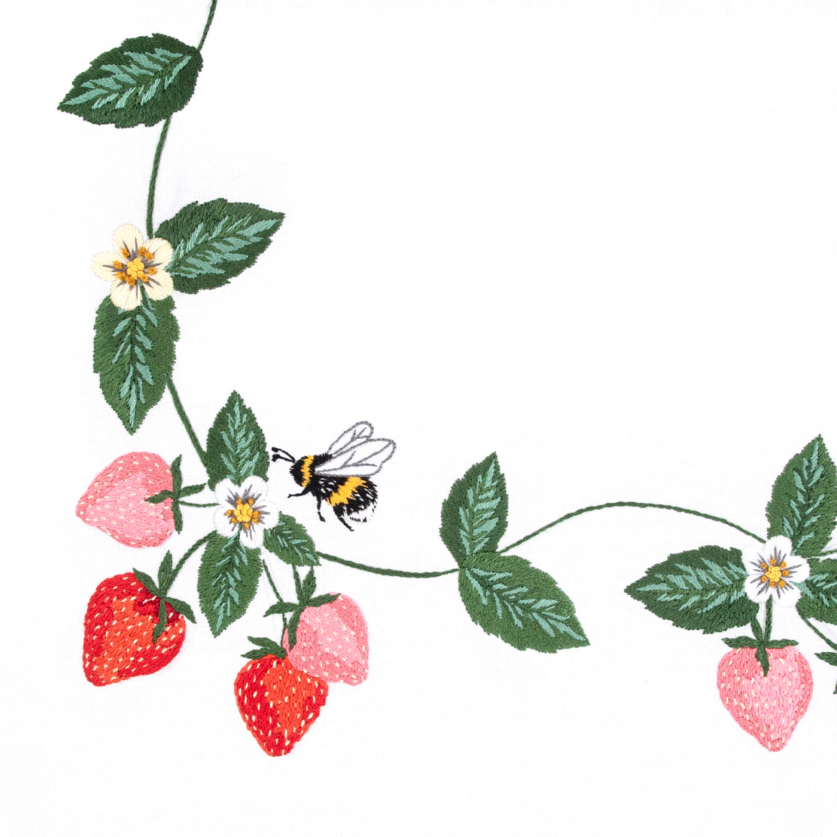 Embroidered cotton tablecloth with strawberry design
