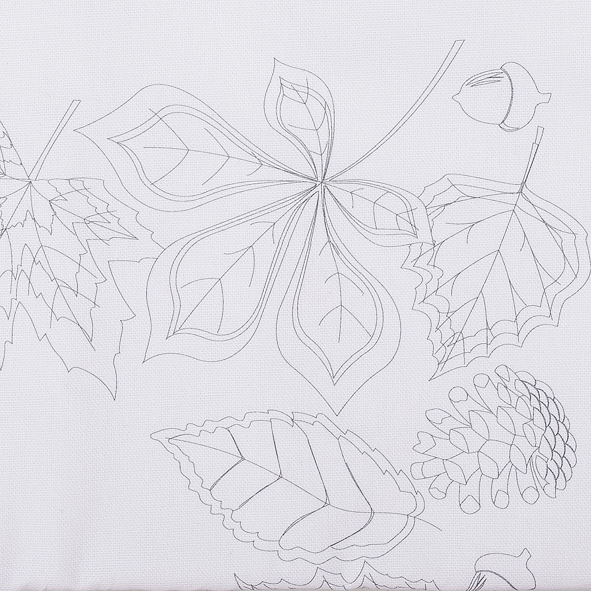 Embroidered cotton tablecloth with autumn leaves design