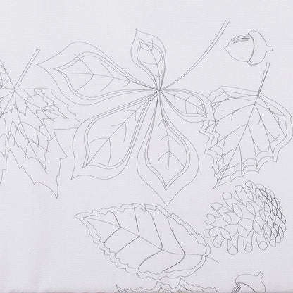 Embroidered cotton tablecloth with autumn leaves design
