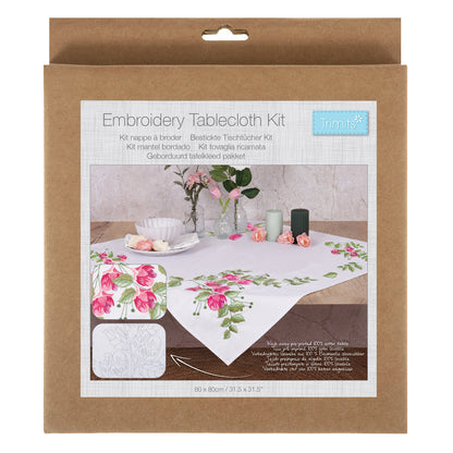 Trimits Floral Berries embroidery tablecloth kit with printed design