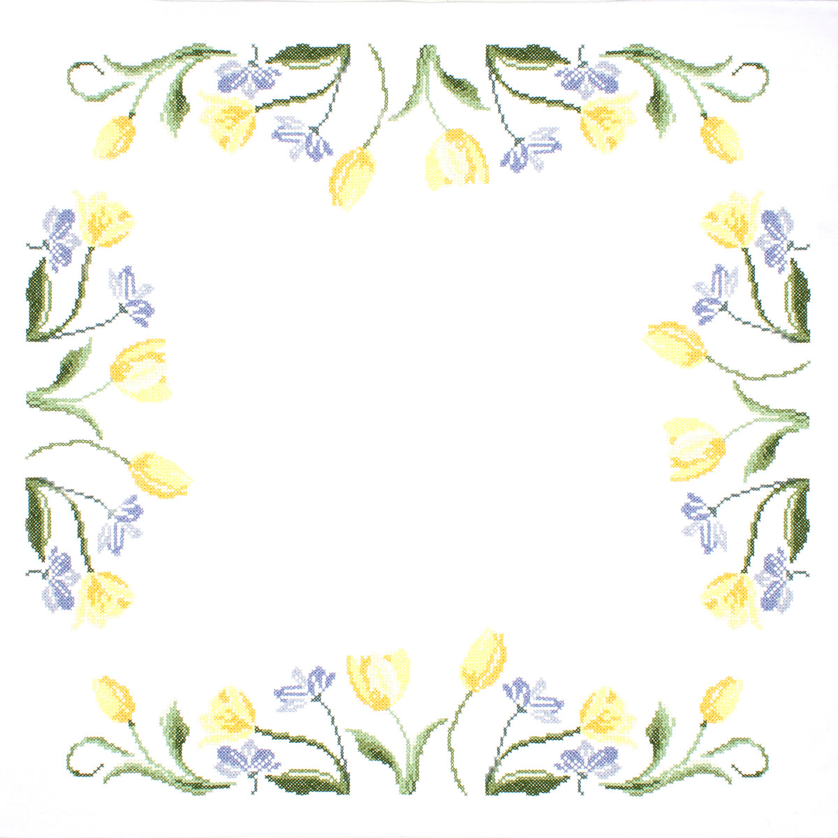 Trimits Tulips cross stitch tablecloth kit with printed design