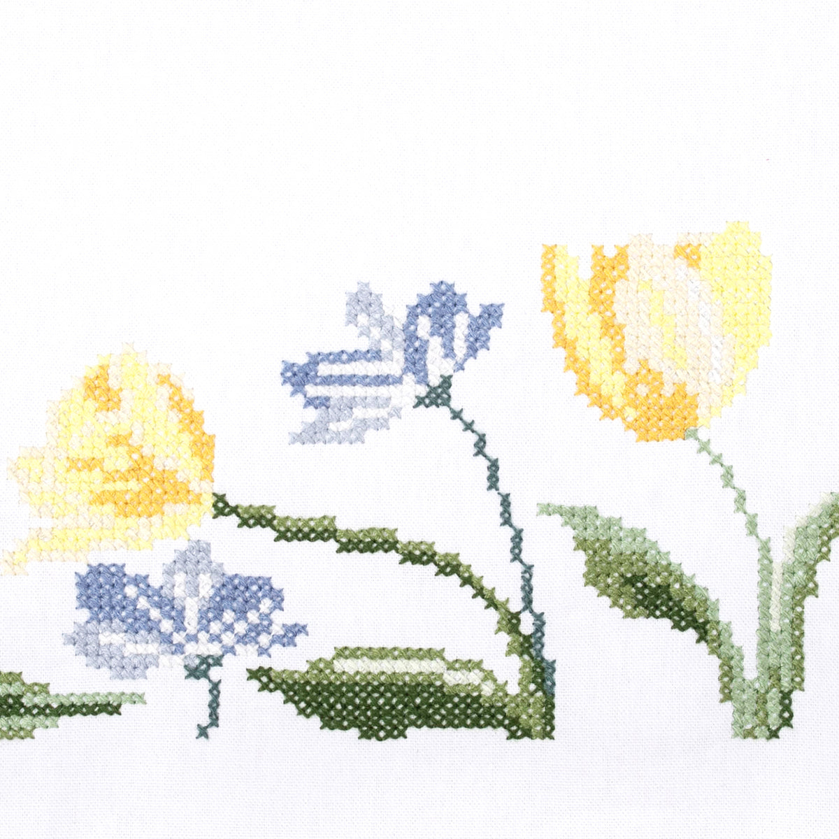 Trimits Tulips cross stitch tablecloth kit with printed design
