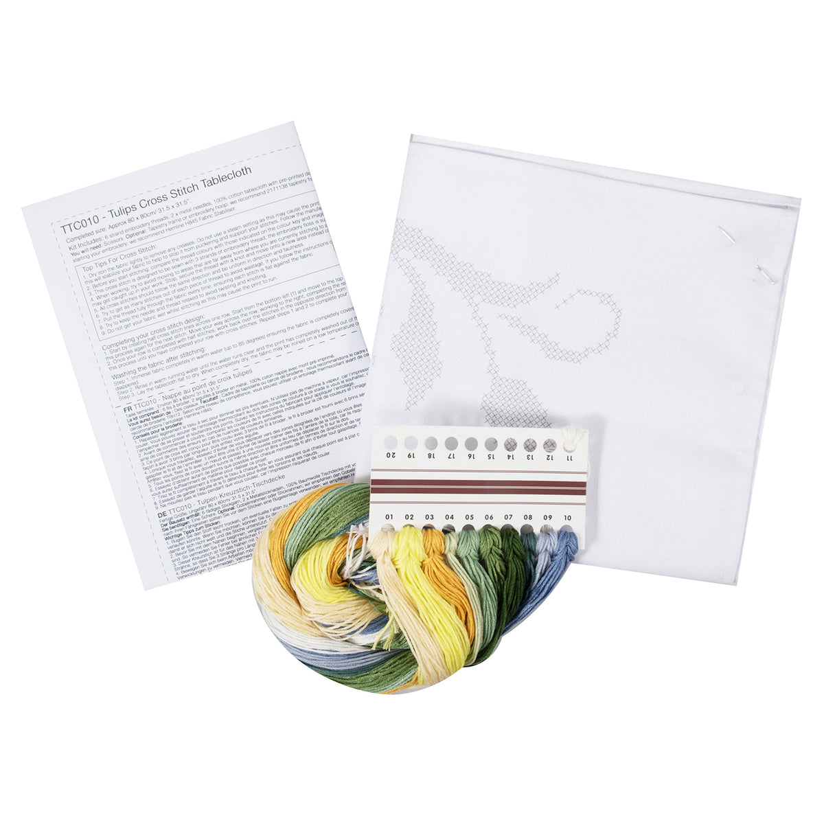 Trimits Tulips cross stitch tablecloth kit with printed design