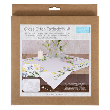 Trimits Tulips cross stitch tablecloth kit with printed design