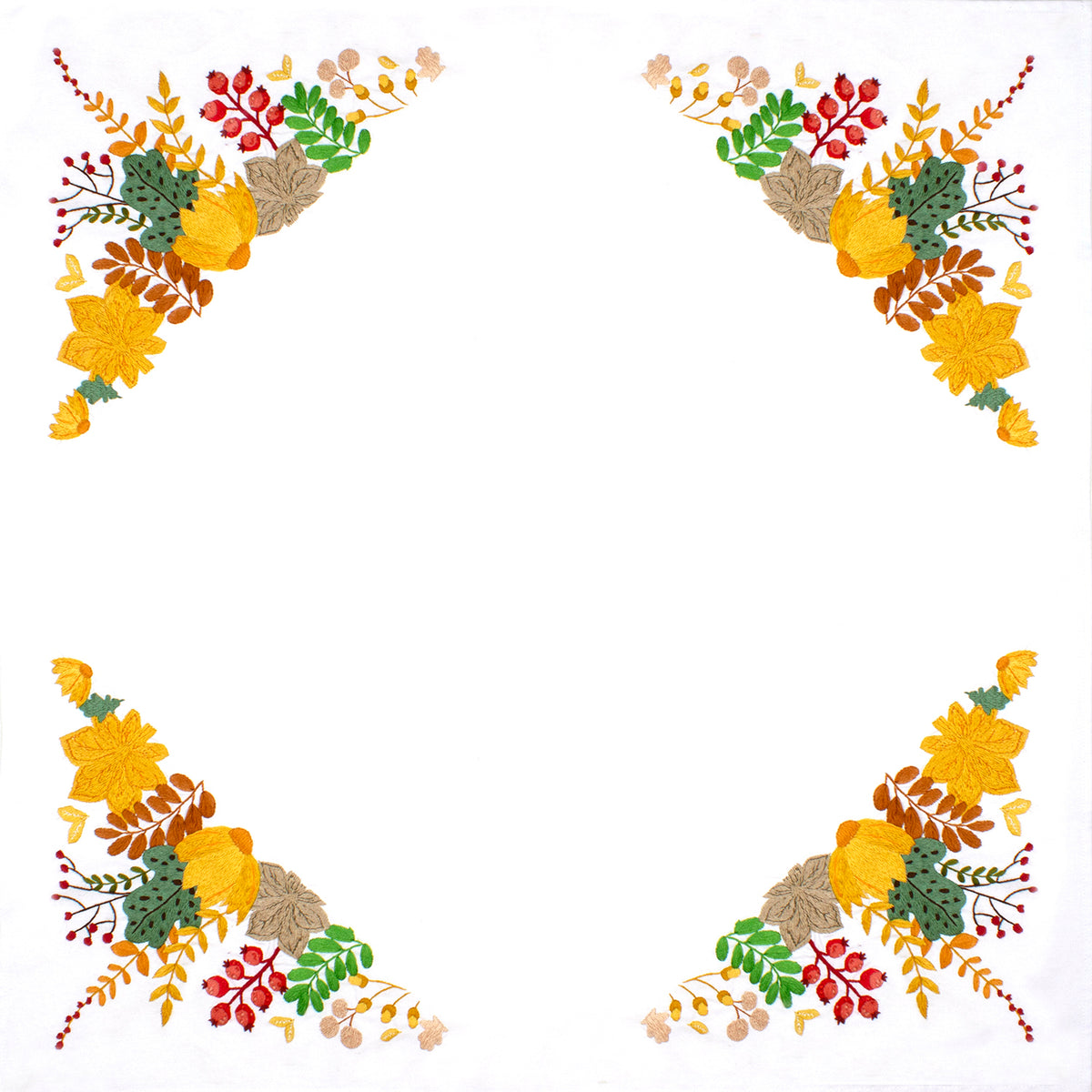 Trimits Autumnal Harvest embroidery tablecloth kit with printed design