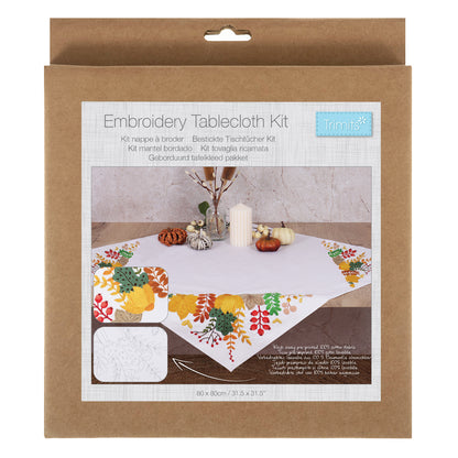 Trimits Autumnal Harvest embroidery tablecloth kit with printed design