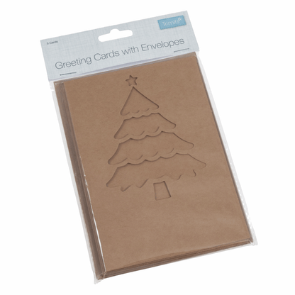 Trimits Kraft Christmas Tree Cards and Envelopes (Pack of 5)
