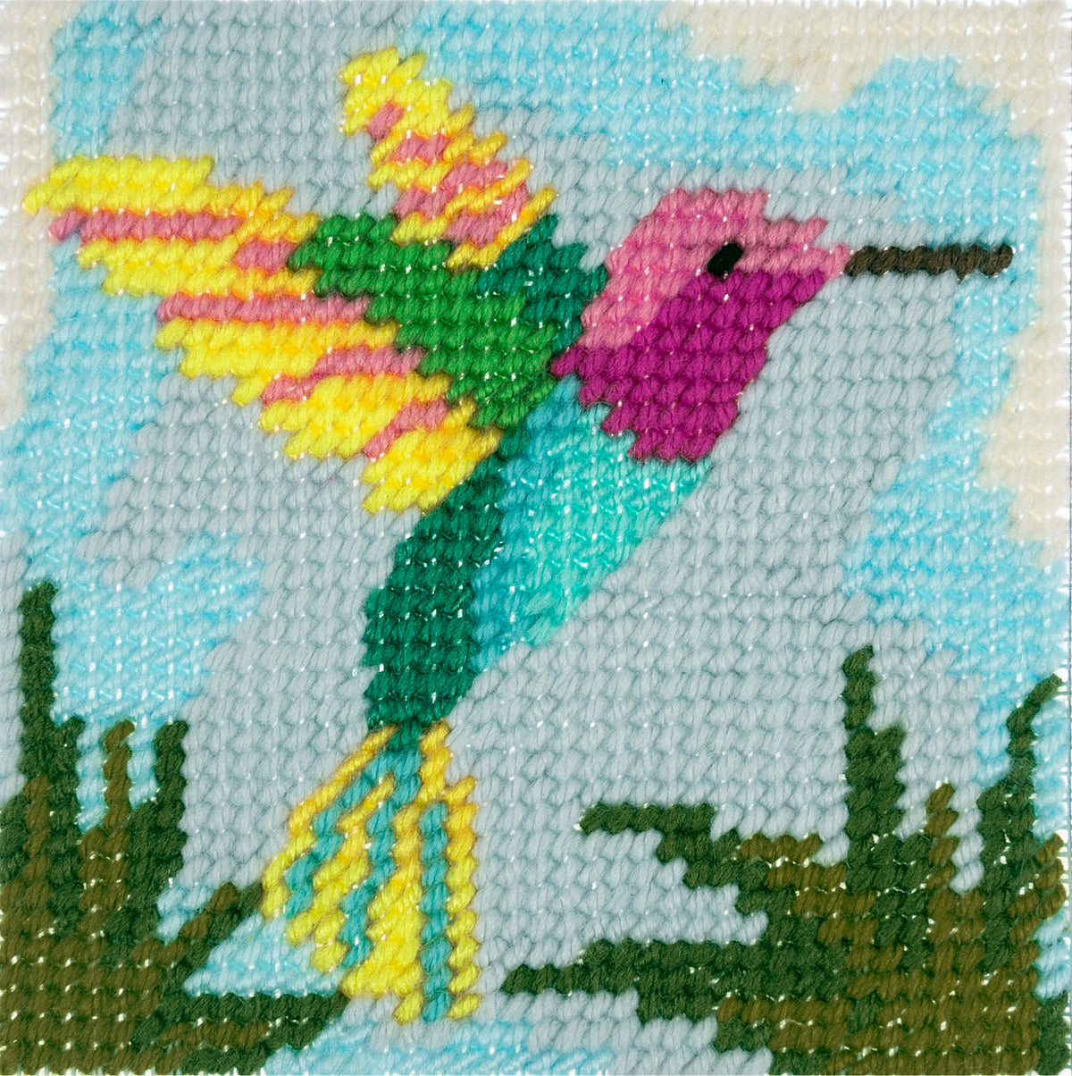 Trimits Hummingbird half stitch tapestry kit on printed canvas