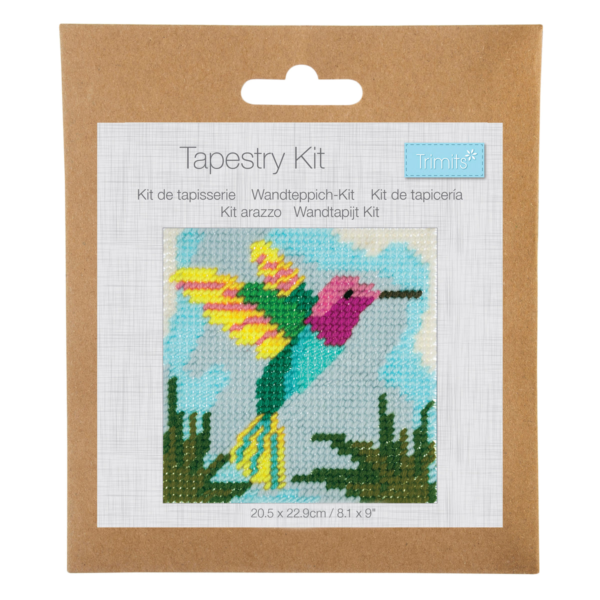 Trimits Hummingbird half stitch tapestry kit on printed canvas