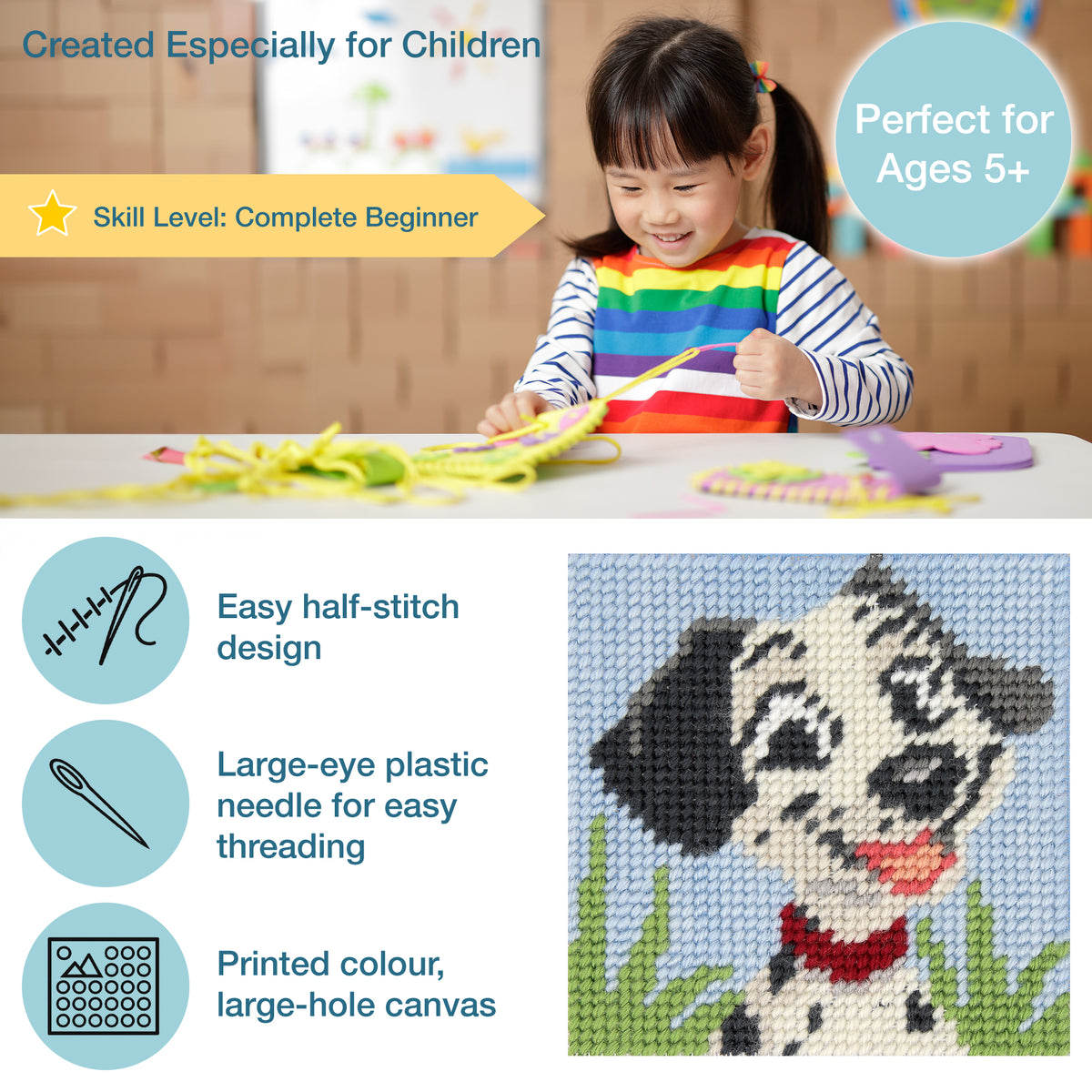 Trimits children's puppy half stitch tapestry kit