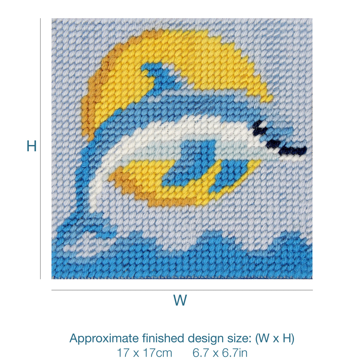Trimits children's jumping dolphin half stitch tapestry kit