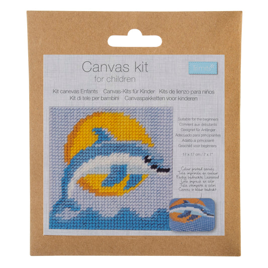 Trimits children's jumping dolphin half stitch tapestry kit