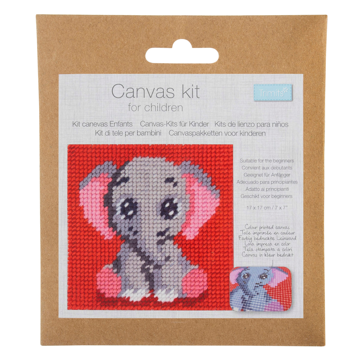 Trimits children's elephant half stitch tapestry kit