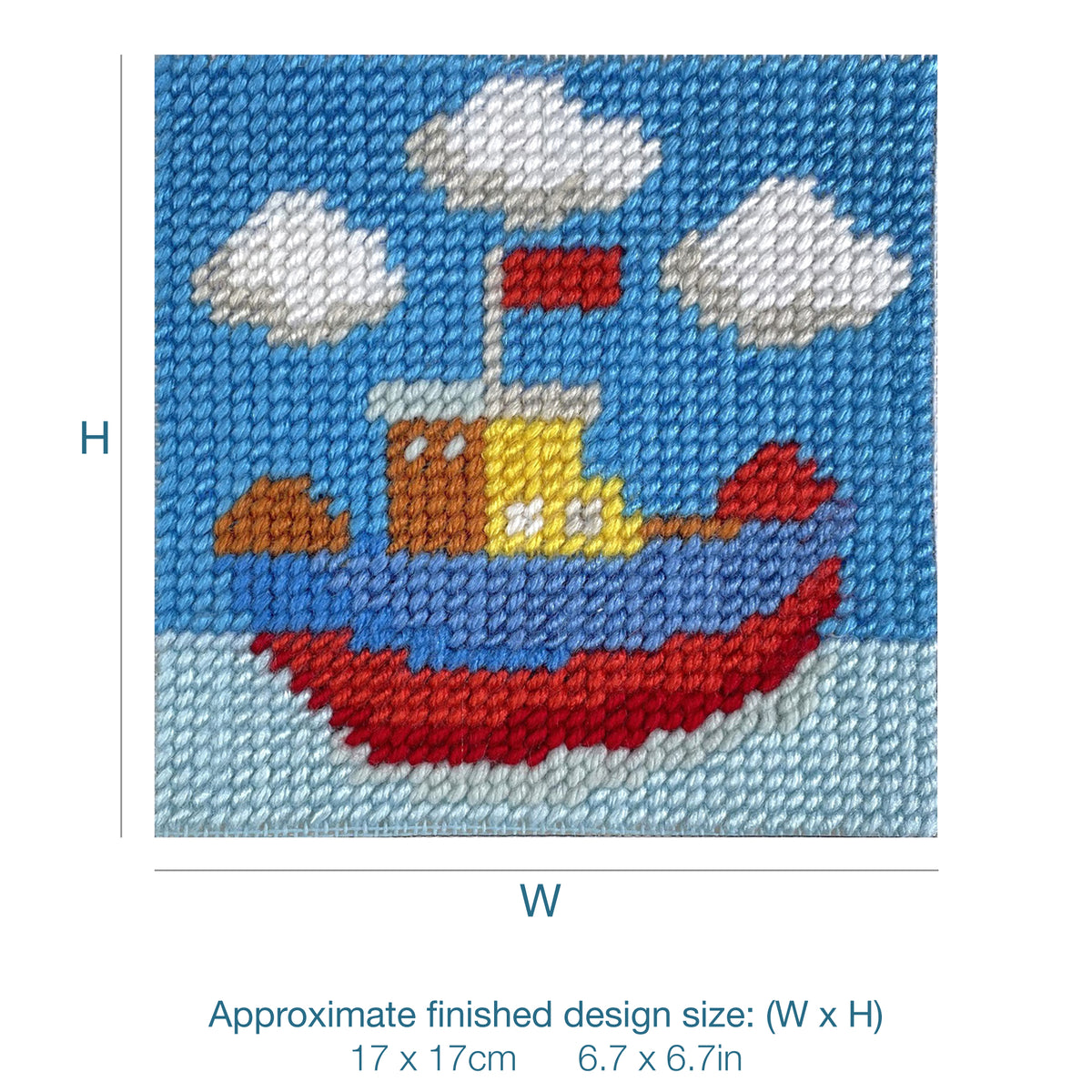 Trimits children's boat half stitch tapestry kit