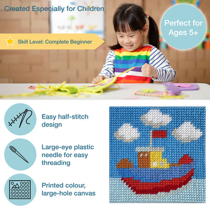 Trimits children's boat half stitch tapestry kit