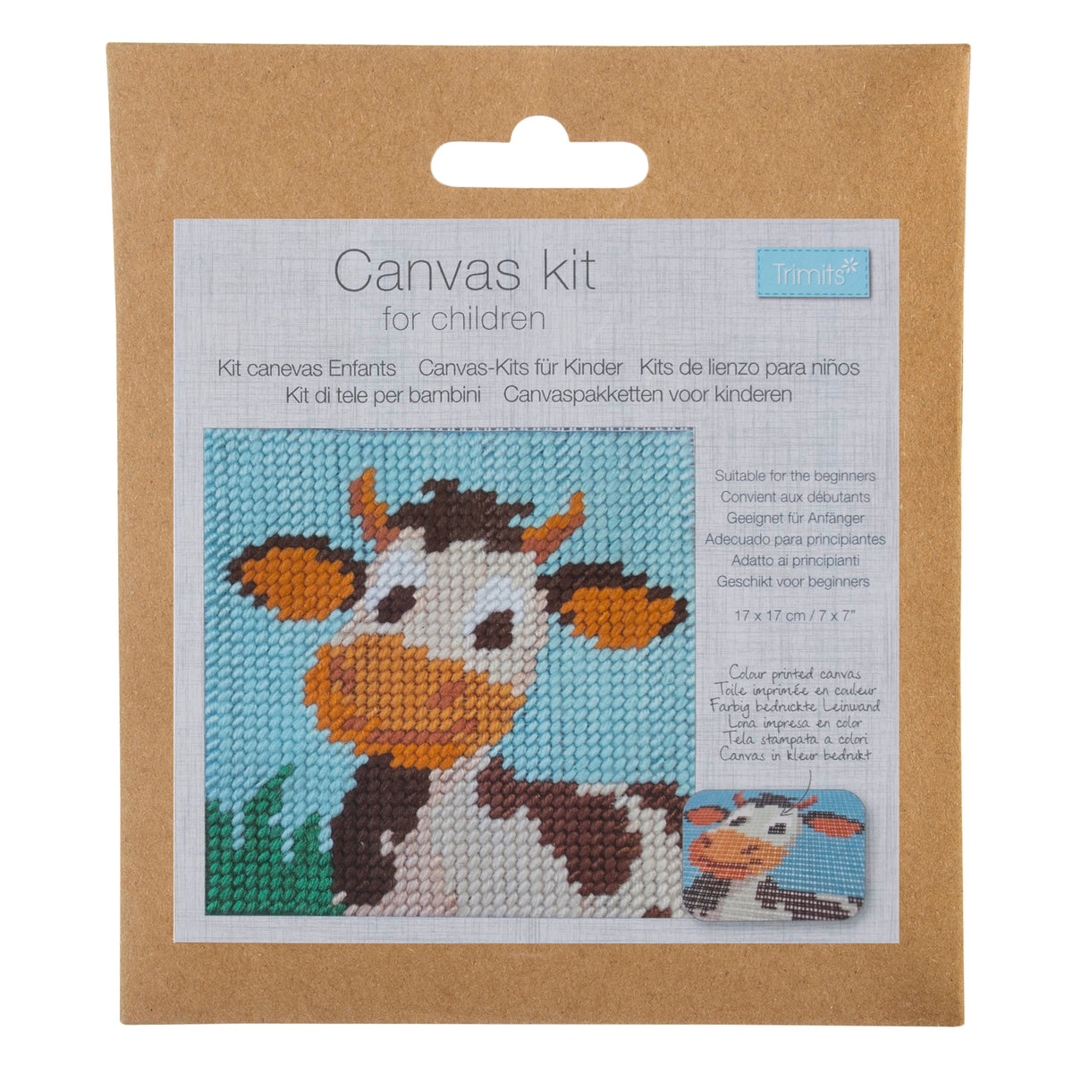 Trimits children's cow half stitch tapestry kit