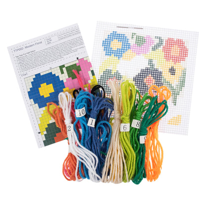 Trimits Contemporary Floral half stitch tapestry kit on printed canvas